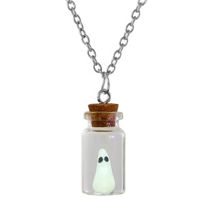 Spirits In A Bottle Pendant Necklace Halloween Adjustable Length Clavicular Chains Women Men Costume Accessory Jewelry