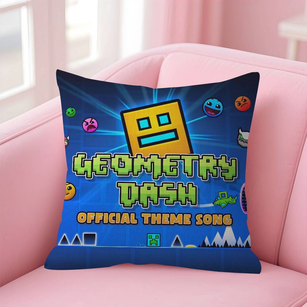 Game Geometry Cartoon Dash Pillow Cover Design Cushion Cover Decor Holiday Decorati