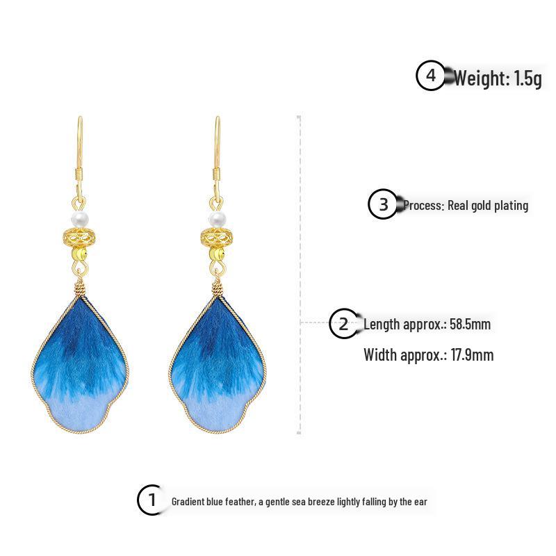 925 Silver Needle Chinese Velvet Flower Enamel Earrings - High-End Women's Qipao Ear Studs