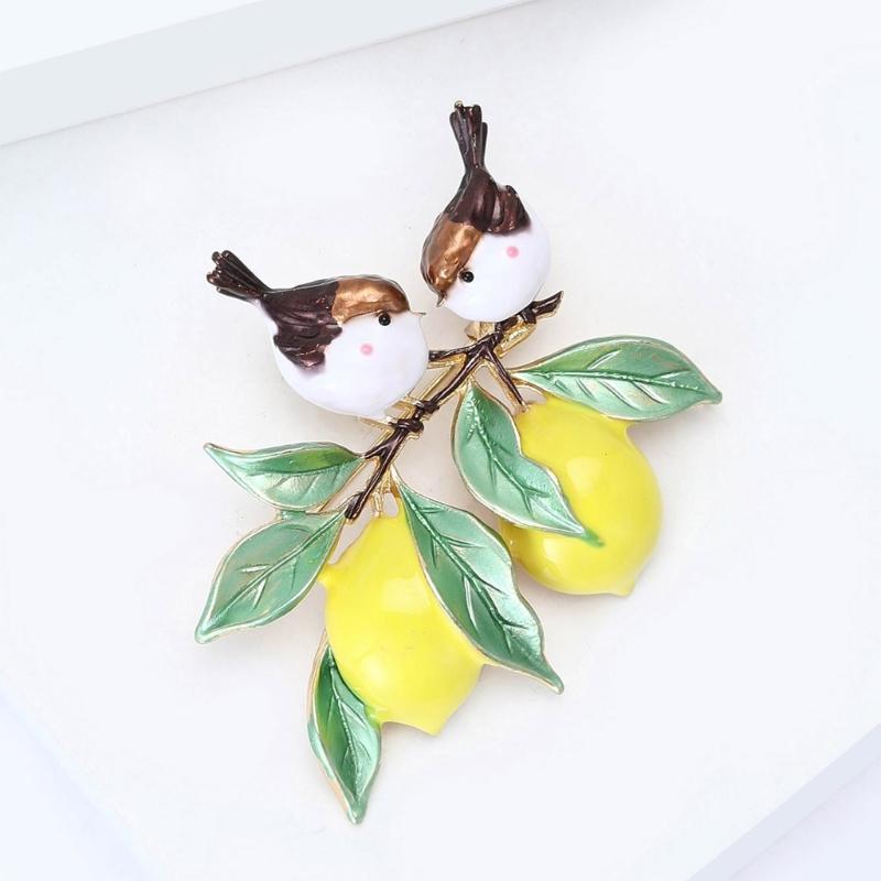 Cartoon Style Lemon Bird Alloy Safety Badge Pin Spring Summer Fashion Unisex Brooch Decorative Scarf Clip Bag Charm