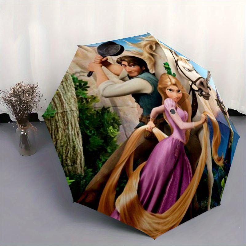 1pc Tangled Rapunzel Automatic Umbrella, Portable Foldable 8-Rib Manual Open with Skeleton Hand, Durable Canopy yy250730137