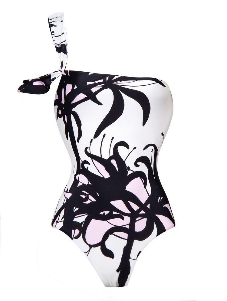 Summer conservative one-piece swimsuit women s European and American one-shoulder swimsuit Chinese style beach skirt set S