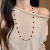 Melard Tiger Eye Stone Irregular Beaded Necklace Fashionable and Versatile Sweater Chain with Unique Design for Autumn and Winter Women's Jewelry