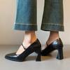 2025 neue Retro-Lichtmaul-Einzelschuhe für Damen, französische hochhackige Mary Jane-Schuhe mit kleinem eckigen Kopf, dickem Absatz, Modeschuhe