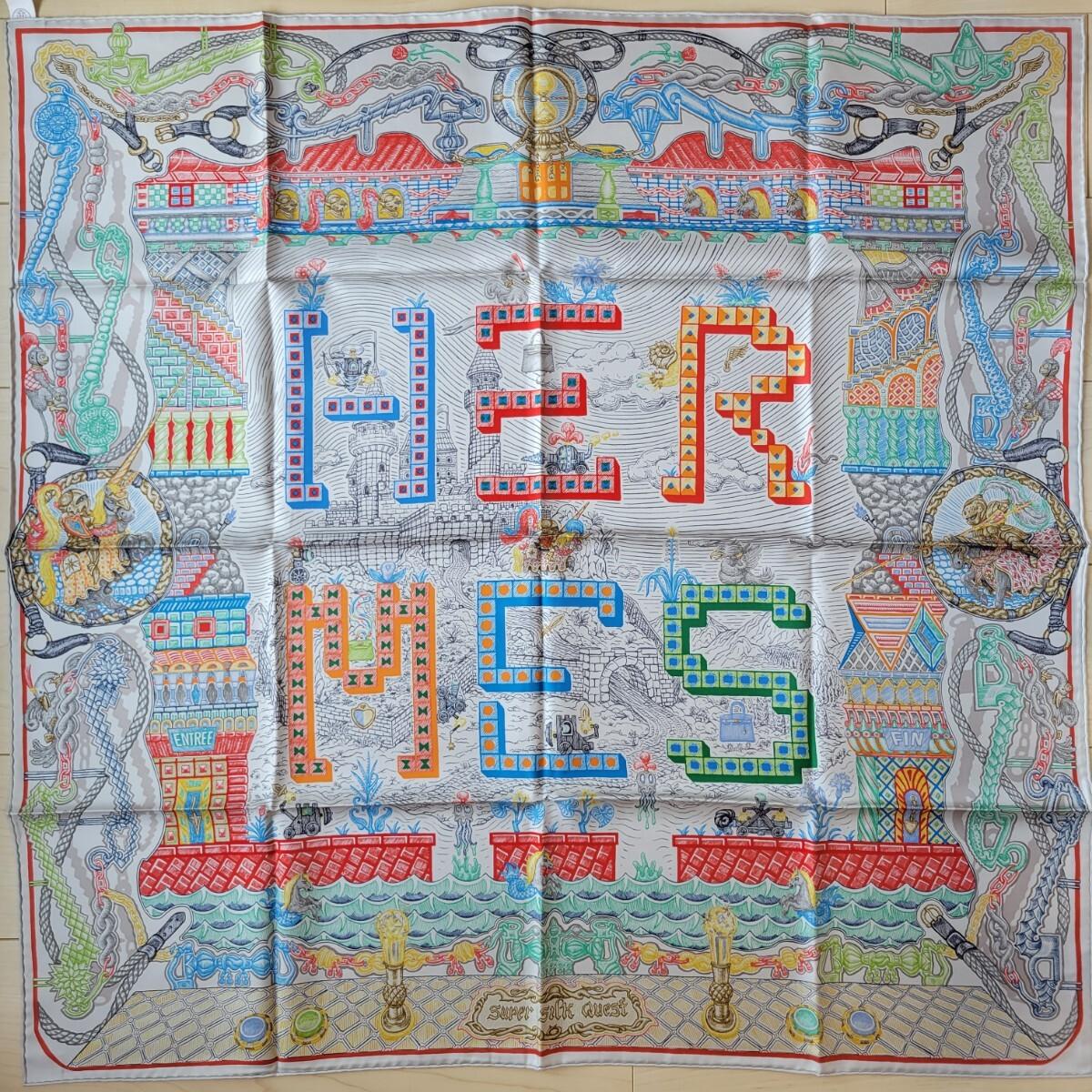 Impact St Japan Women's Hermes Carré 90 Super Silk Quest Silk 100% Scarf Multicolor Made In France Unused W/ Tags