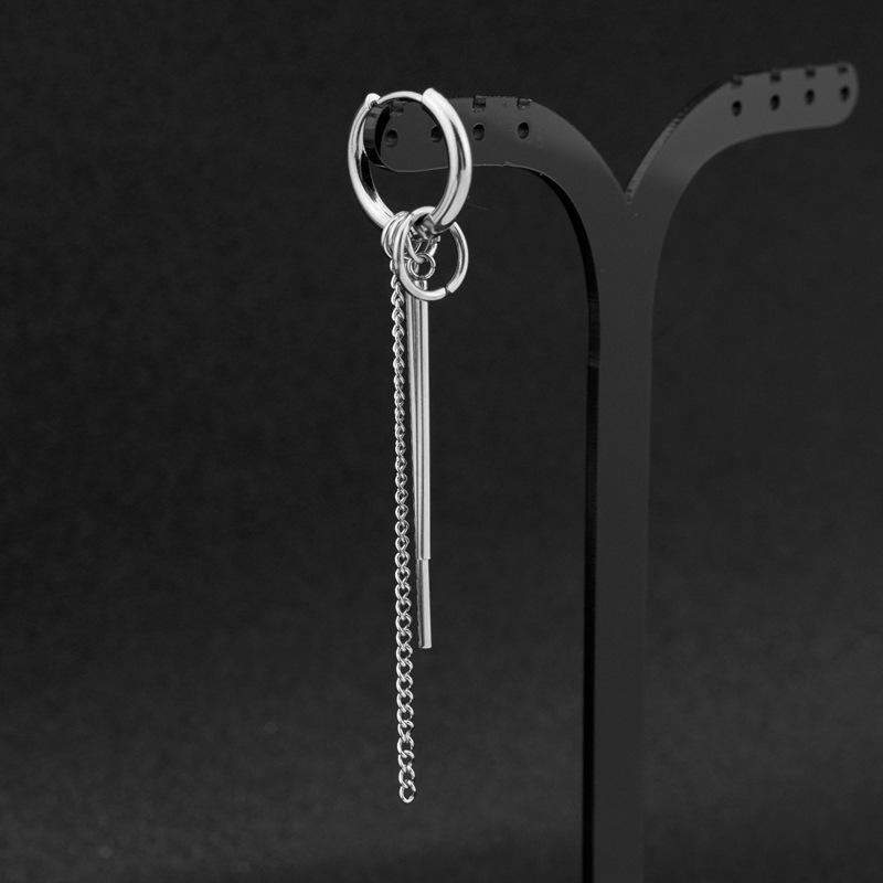 

Новые модные серьги-подвески из нержавеющей стали с длинной цепочкой и кисточками, индивидуальные клипсы для ушей унисекс в стиле хип-хоп, панк-рок, трендовые