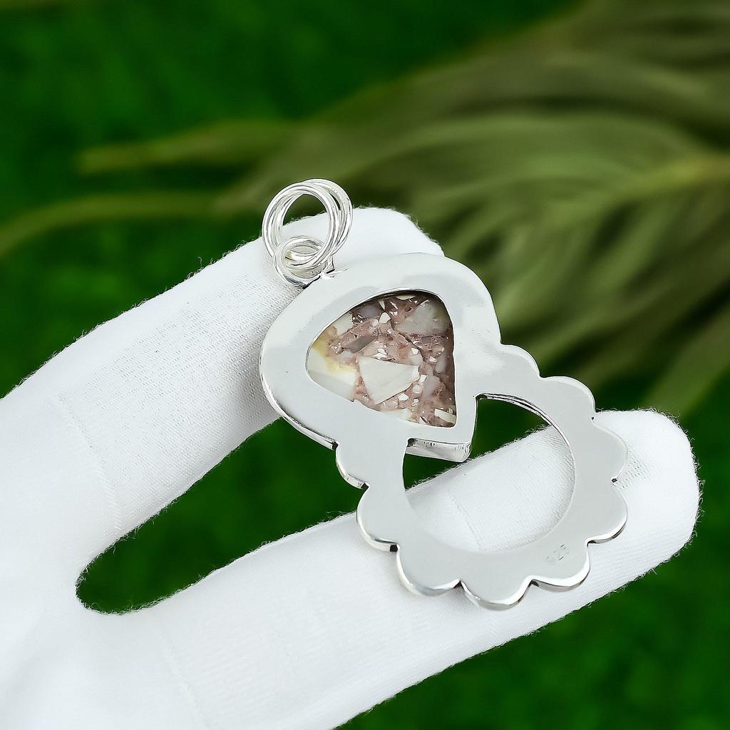 Mothers day Sale 925 Silver Natural Red Brecciated Mookaite Elegant Wife Pendant