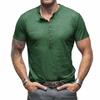 Summer Men’s Casual Tops: Classic Men’s Henley-style Short-sleeved T-shirt with A Stand-up Collar