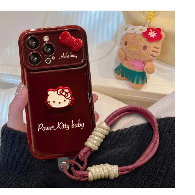 Cute Bowknot Cat Doll Lanyard Soft Silicone Anti Drop Cartoon Phone Case