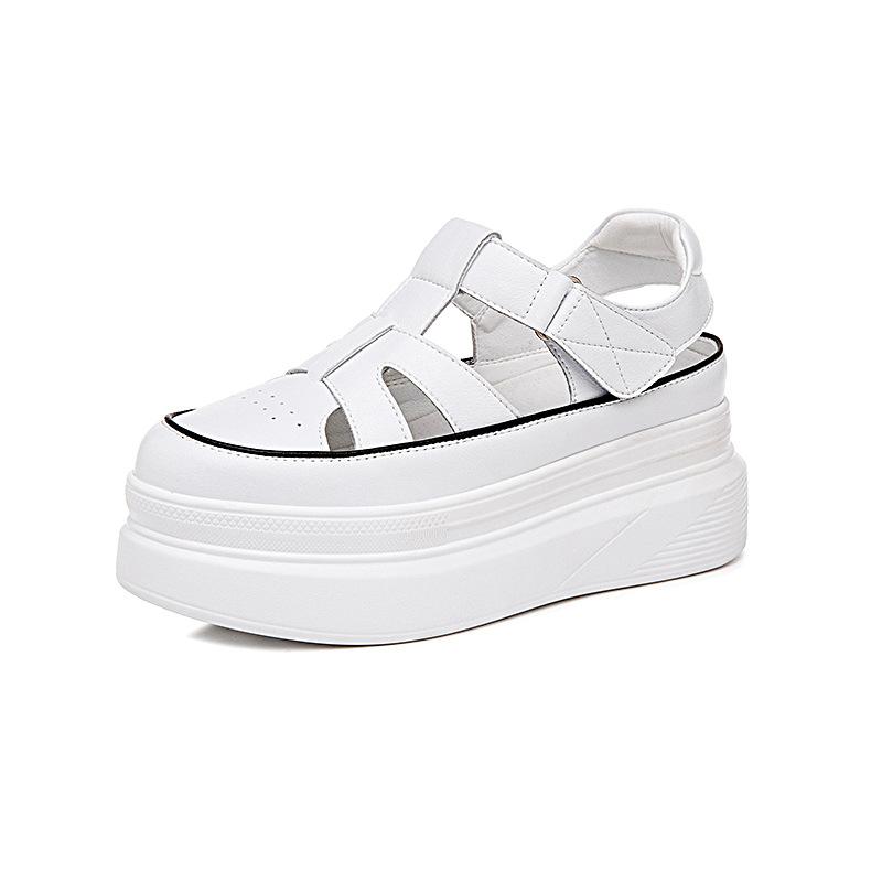 Thick-soled Leather Hollowed-out Roman Sandals, New Pig Cage Shoes In Summer, Casual Sports