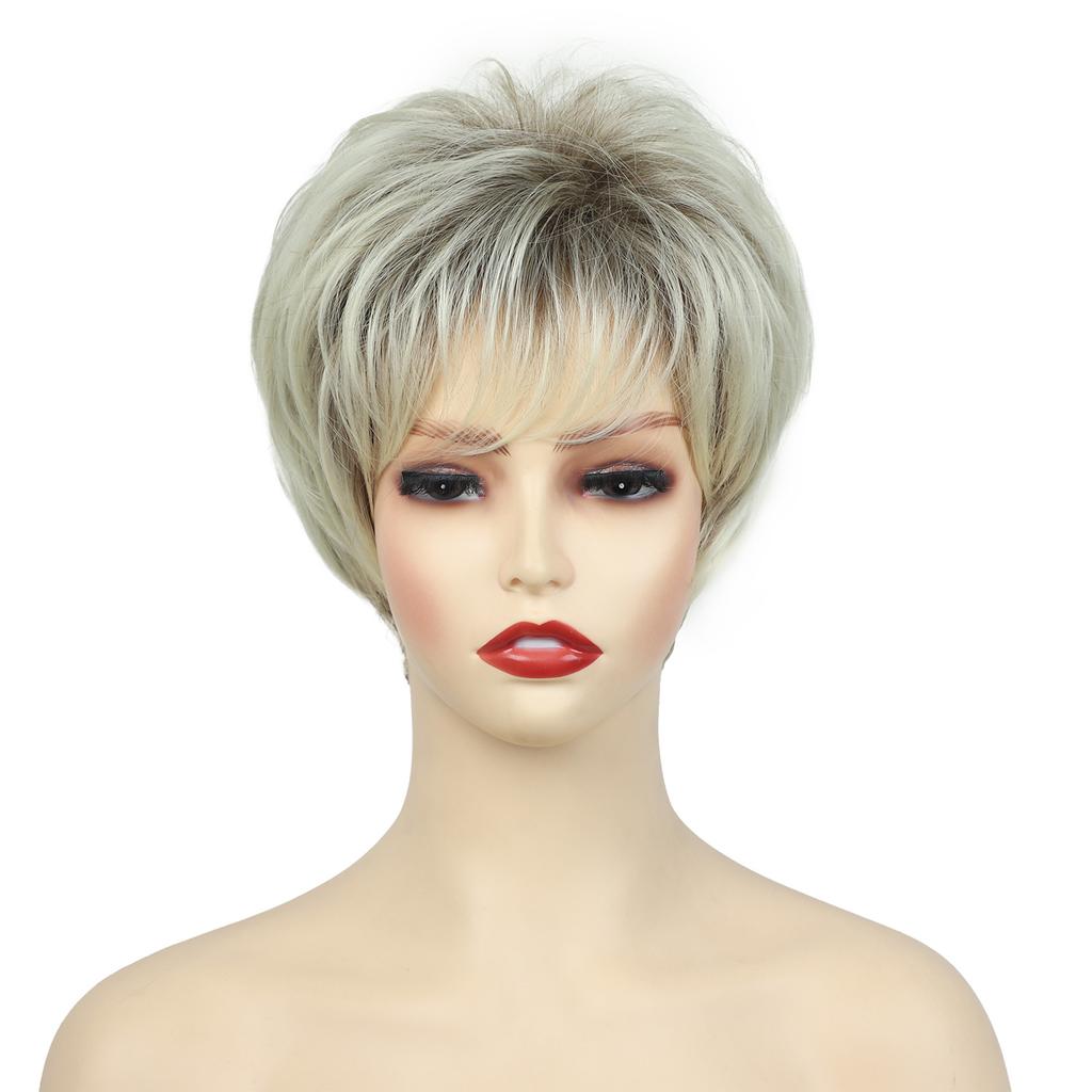 New Fashionable Fluffy Wig with Slanted bangs Wig Headset