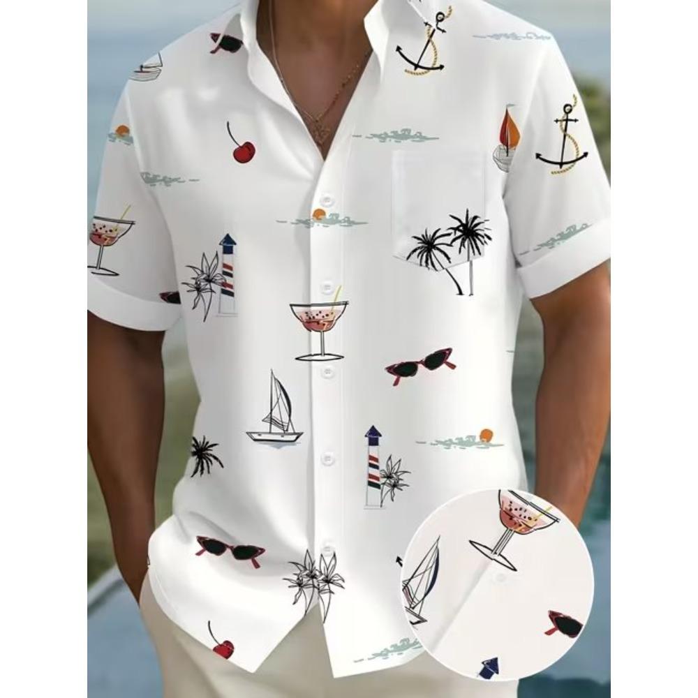 Men's Geometry Pattern 3D Print Shirt Button Up Shirt Casual Shirt Summer Shirt Short Sleeve Daily Vacation Clothing