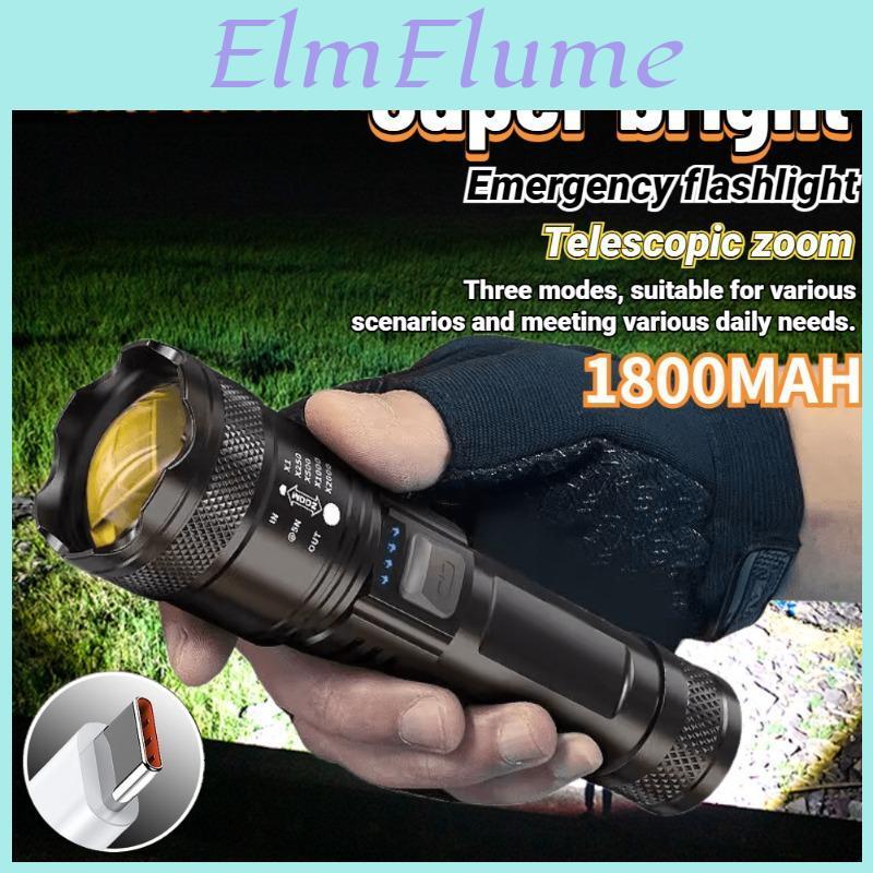 Flashlight 3 1800mah Led Portable Lighting Modes Power Display Emergency Lantern Outdoor Camping Usb Rechargeable Torch