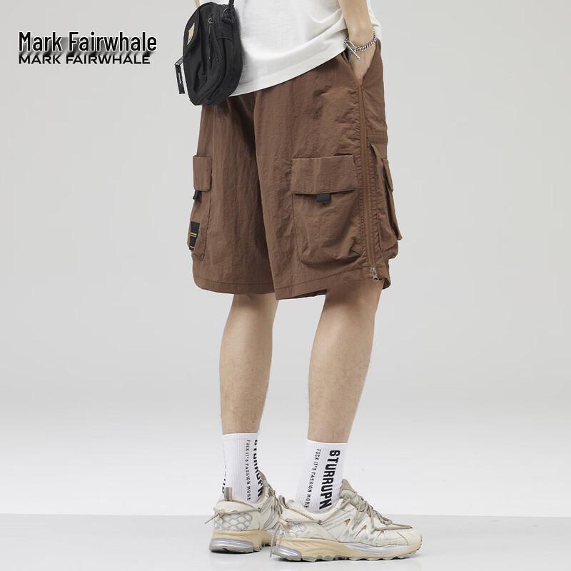 Mark Fairwhale Men s Casual Multi-Pocket Zipper Shorts 2XL какао коричневый