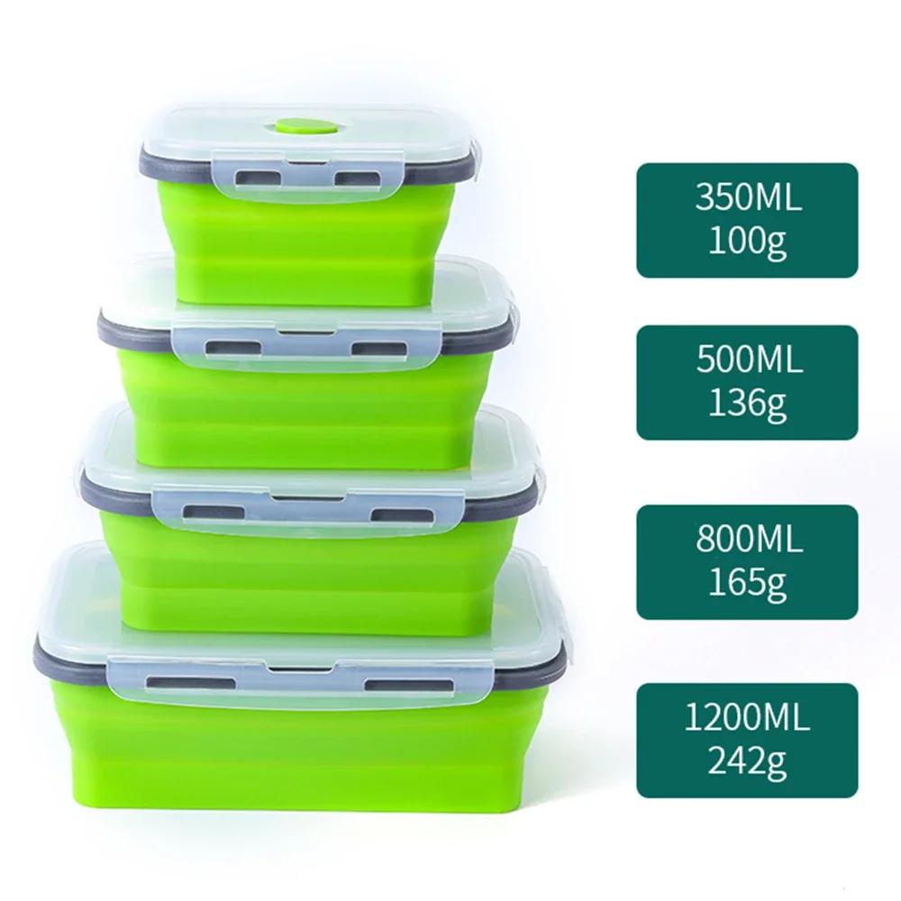 Portable Colorful Folding Food Container Lunch Box, 4 Pcs, 350/500/800/1200ml, Eco - Friendly