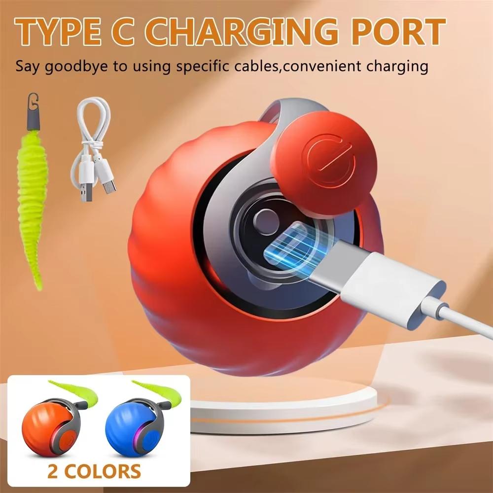Brinquedos de Bola Interativa para Gatos Bola de Rolamento Automática com Cauda Artificial Recarregável por USB Brinquedo Elétrico Inteligente para Pet para Provocar e Treinar