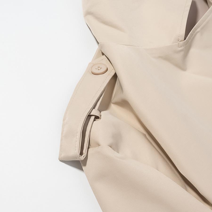 Bahar Sonbahar Kadın Düz Renk Kemerli Kısa Ceket Trençkot