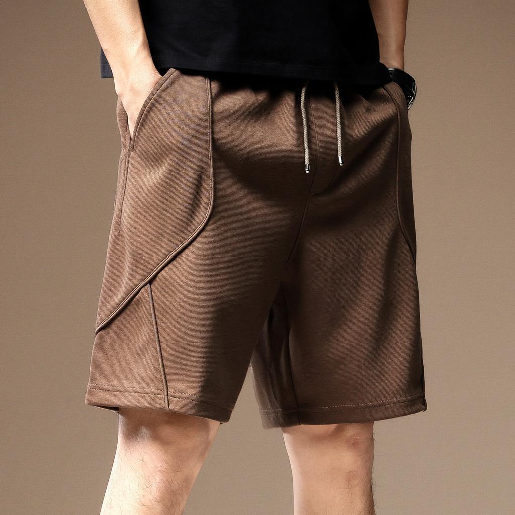 High-end American sports heavy-duty splicing knitted shorts for men's summer new loose straight five-point casual pants for men