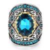 European And American Style Party Jewelry Aquamarine Women'S Ring Huge Oval Gem Hyperbola Design Size 6-10  Gift