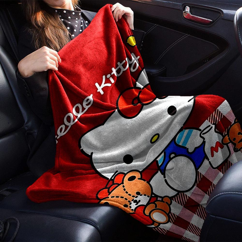 1pc Hello Kitty blanket Lightweight Flannel Throw for Sofa Bed Travel Camping Livingroom Office Couch Chair