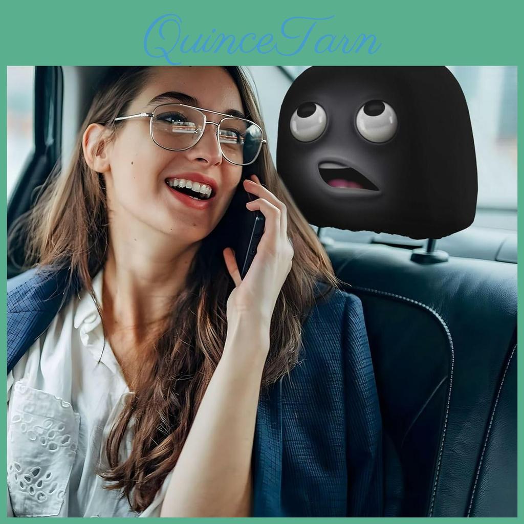 Of Cartoon 2 Pack Elastic Car Headrest Covers Funny Big Eyes Design Universal Fit For Cars Trucks Vans Durable Polyester Fabric