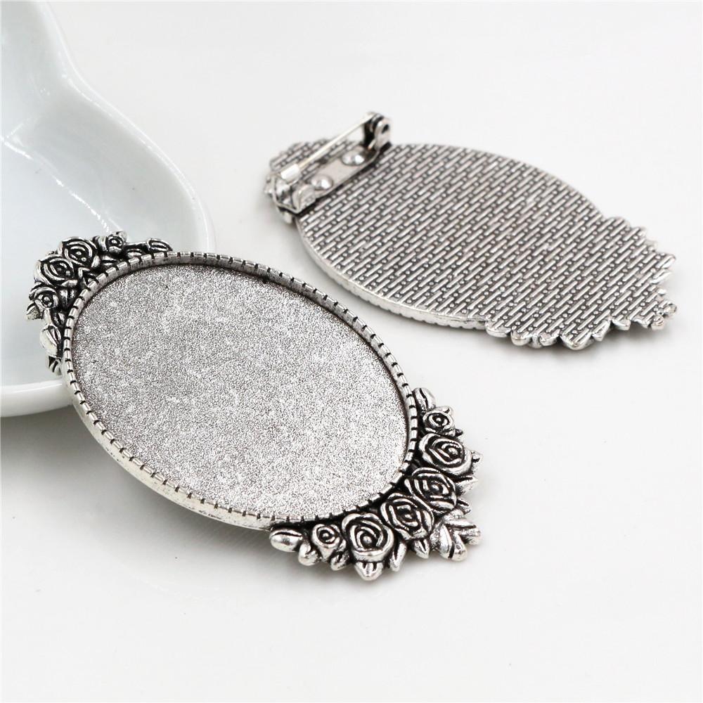 New Fashion 5pcs 30x40mm Inner Size Antique Silver Plated Gold Color Bronze Black Pin Brooch Simple Style Base Setting Pendant