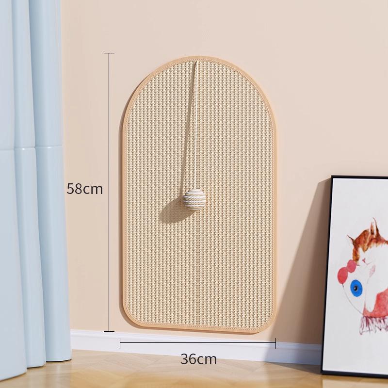 3-in-1 Sisal Cat Scratch Board Wall Mounted Vertical Wear-resistant and Anti Cat Scratch Pad Sofa Protection Sticker Scratch Pads with Balls 1pcs