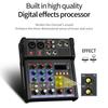 4 Channel USB Audio Mixer with Wireless Microphone Studio Sound Mixers with Bluetooth DJ Console Mixing for Karaoke