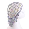 Mesh Hair Net Polyester Knit Snoods Crocheted Sleep Cap with Faux Pearls Decoration Fashionable Head Cover for Women