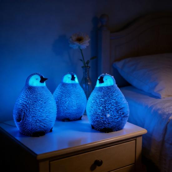 3D Printed Penguin Ornament Glow-in-the-dark Standing Lying Penguin Figurine Glowing Simulated Animal Model Home Office Decoration