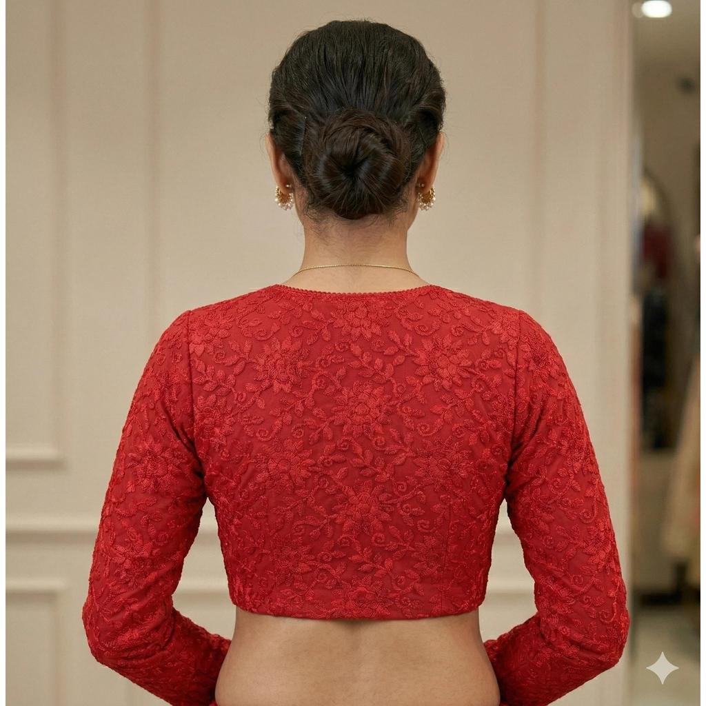 Women's Red Embroidery Designer Blouse Indian Bollywood Party Wear Ethnic Choli