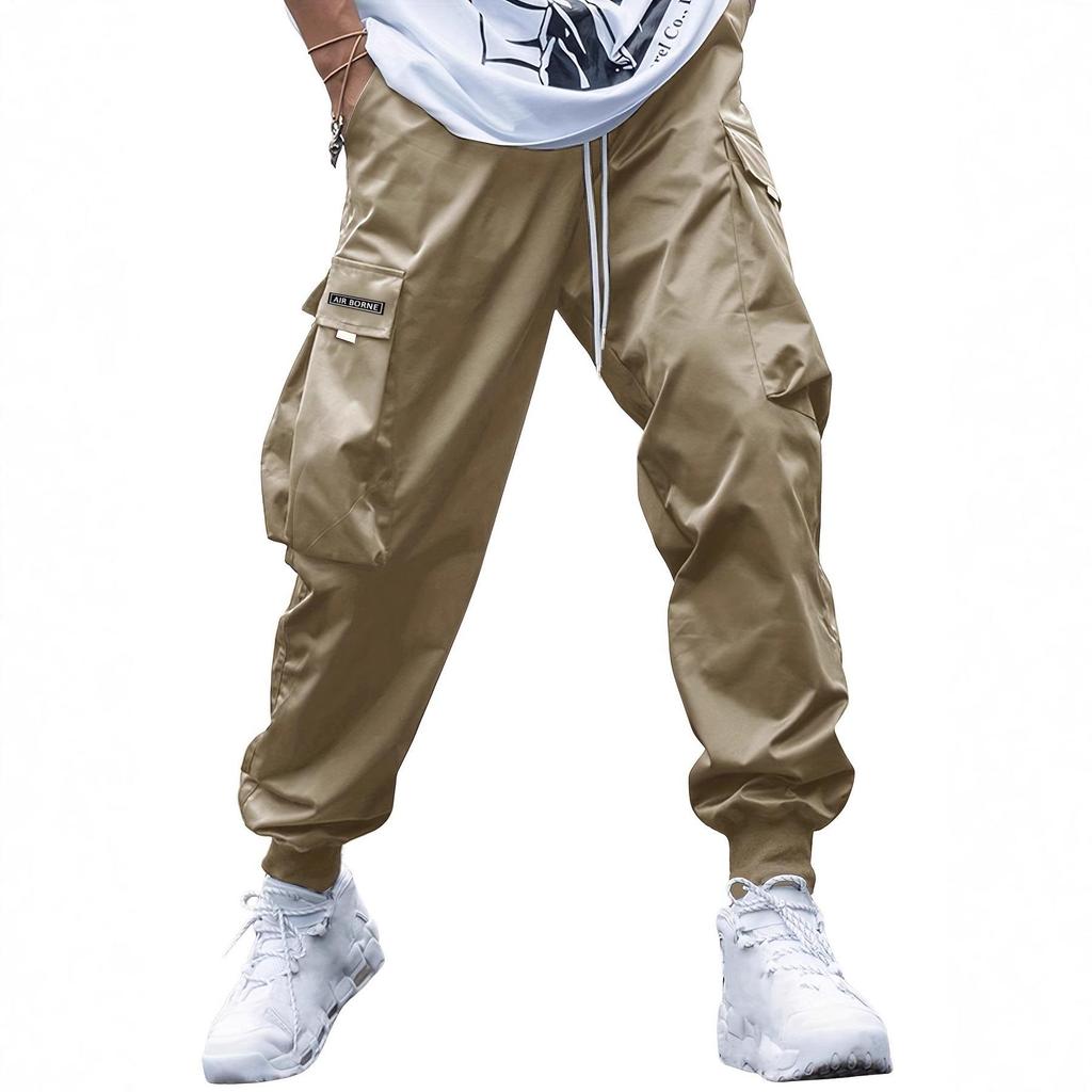 Men's Casual Jogging Cargo Pants Solid Drawstring Sports Pants WIth Pockets Men Trousers Streetwear Hip-Hop Halen Pants