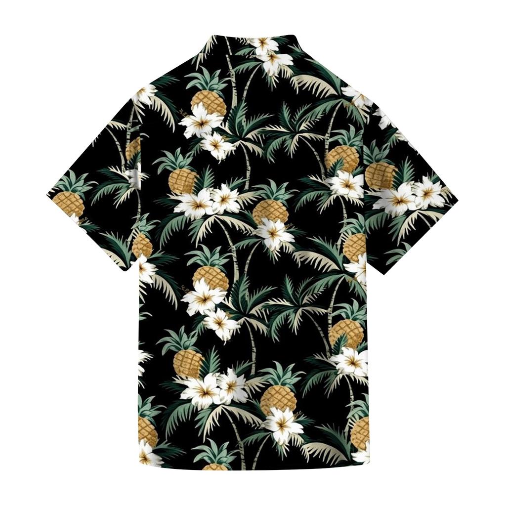 Men's Casual Short Sleeve Button Down Shirt Loose Fit Printed Tropical Palm Tree Pattern Lightweight Summer Beach Shirt