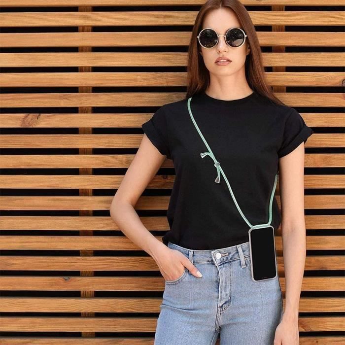 Lanyard Case for iPhone 16 Transparent Reinforced Protection Anti-Scratch with Navy Blue Lanyard