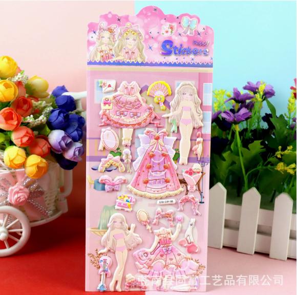 1Pcs Stickers Lovely Cartoon Girls 3D Kawaii Sticker Book Laptop Dress Up Stickers Kids Toys Pegatinas For Children Girl Gifts