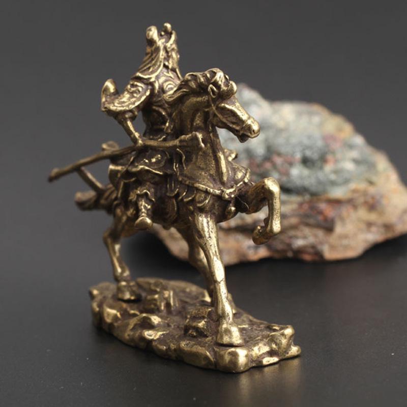 Home and Office Desk Ornament Chinese Copper Guan Gong Statue Featuring Fine Handmade Details and Solid Copper