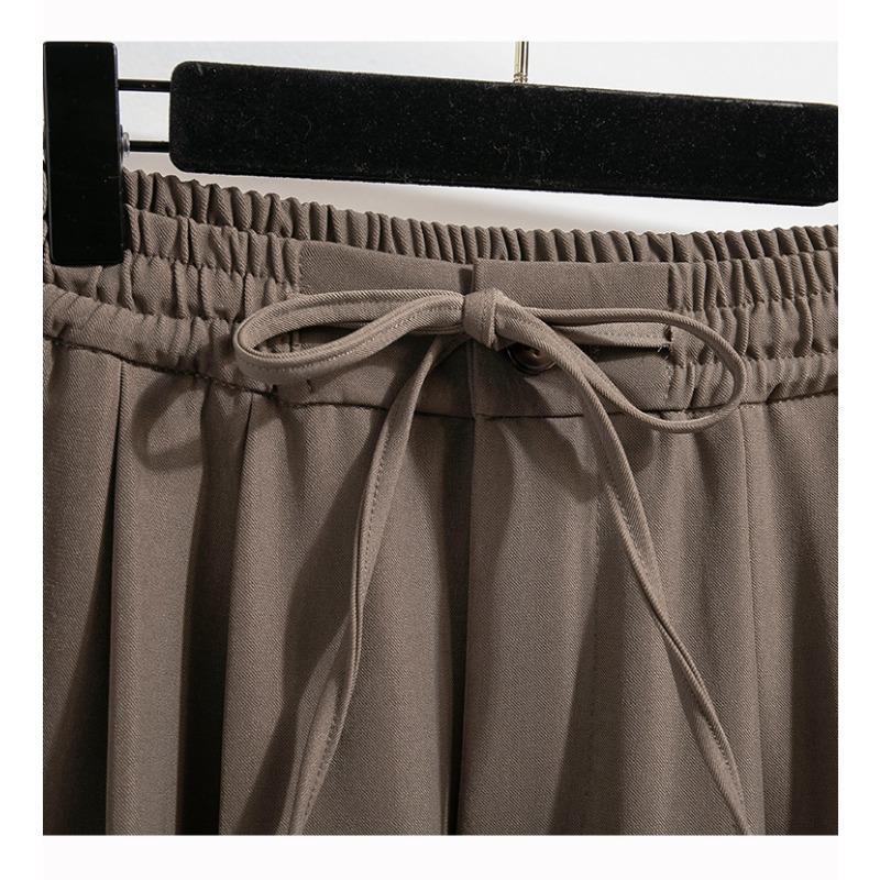 Plus Size Women's Trousers Spring and Autumn Drawstring Wide Leg Pant Suit Trousers Draped Casual Straight Trousers