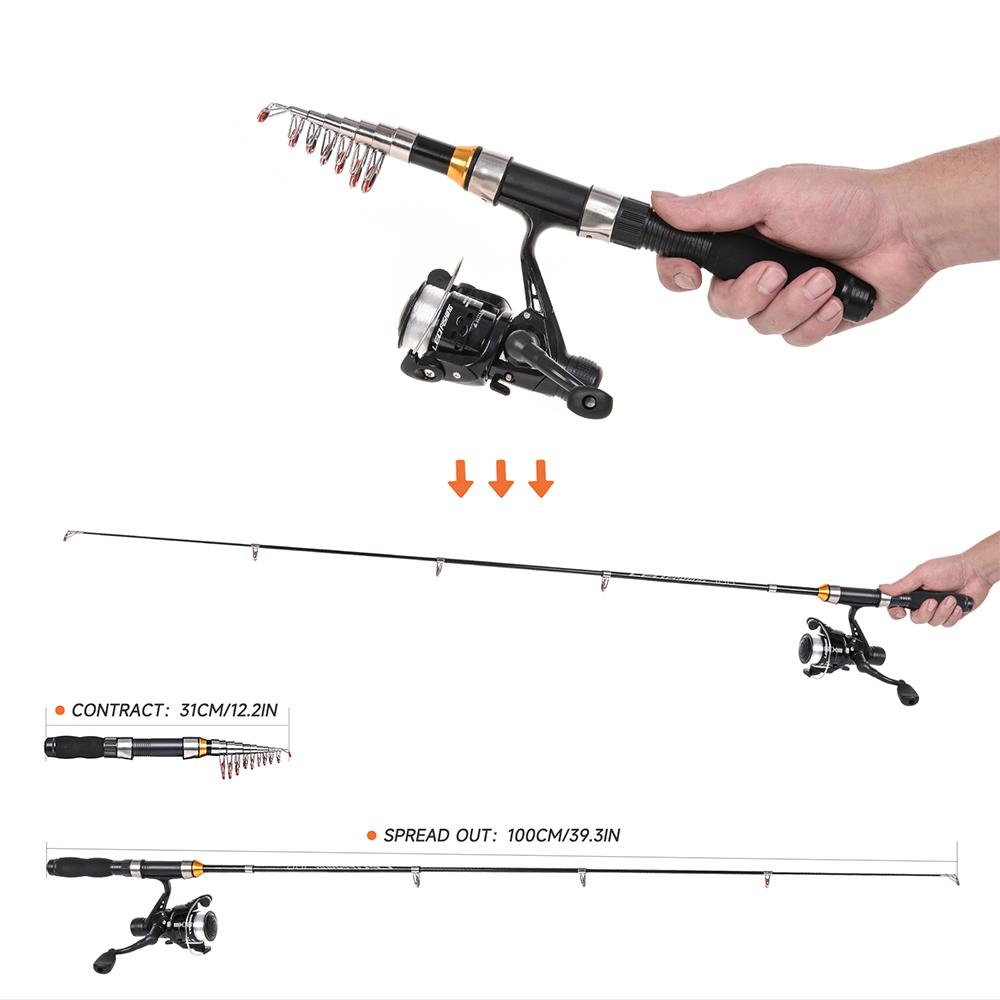 Super Mini Krótkie Wędki Teleskopowe Spinningowe 1.0M-2.3M Wygodne Łatwe do Przenoszenia Towary Wędkarskie Akcesoria