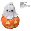Halloween Pumpkin Ghost Figurine Resin Spooky Cartoon Ghost Statue Sculpture Home Office Desktop Bookshelf Holiday Party Decoration Ornament