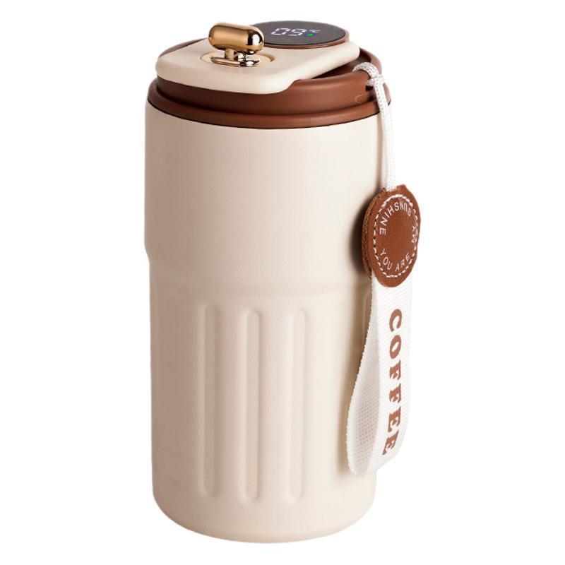 Temperature-Sensitive Coffee Thermos with Lanyard & Drink Switch