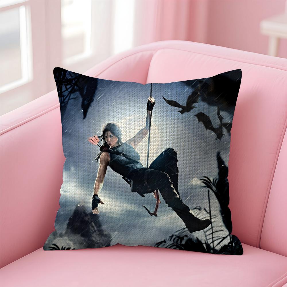 

SShadow Of TombB Raider Cushion Cover Natural Linen Pillow Case DoubleSided Print Decorative Sofa Pillowcase Home Decor Gift 30x30cm