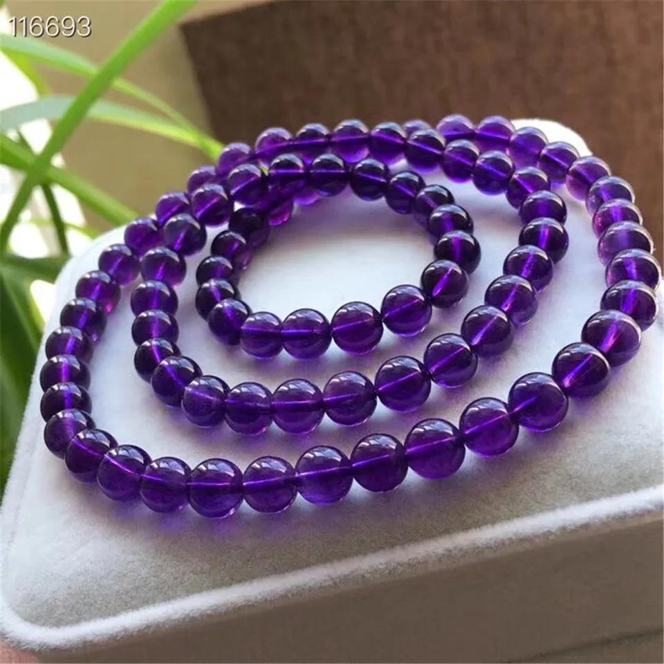 7mm Natural Purple Amethyst Crystal Bracelet for Women Lady Men Healing Gift Energy Stone Round Beads Strands Jewelry AAAAA