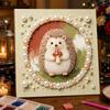 DIY 5D Pearl Bead Painting Kit with Frame Cute Hedgehog Mushroom Design Shiny Canvas Art for Bedroom Wall Decor and Special Artistic Gift