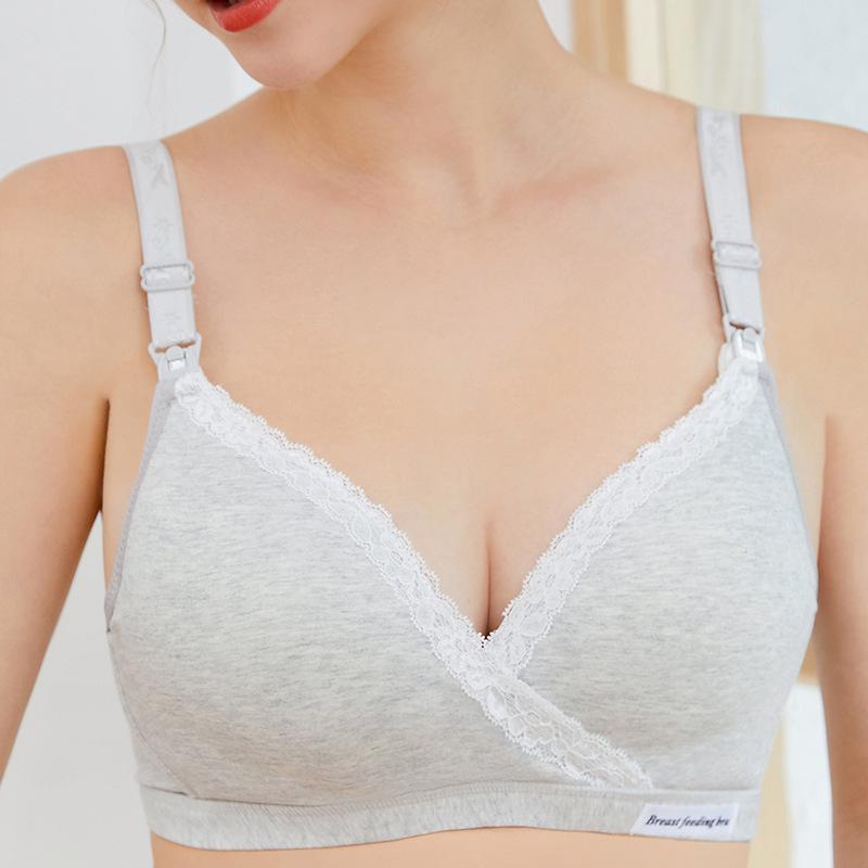 All-Cotton Wire-Free Front Closure Nursing Bra - Double Open Buckle Maternity Bra