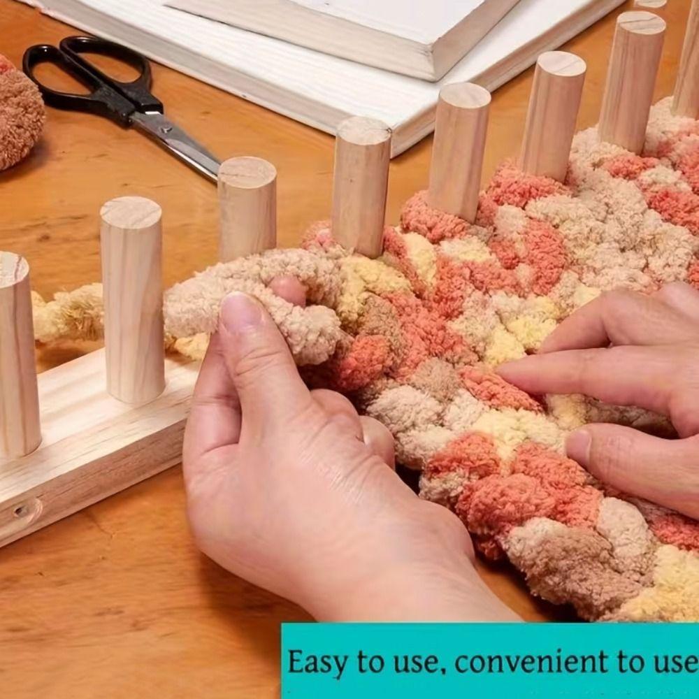 Adjustable Chunky Blanket Loom Kit Handmade Craft with Installation Tools Wooden Knitting Loom Multi-Size Hand Knitting Tool