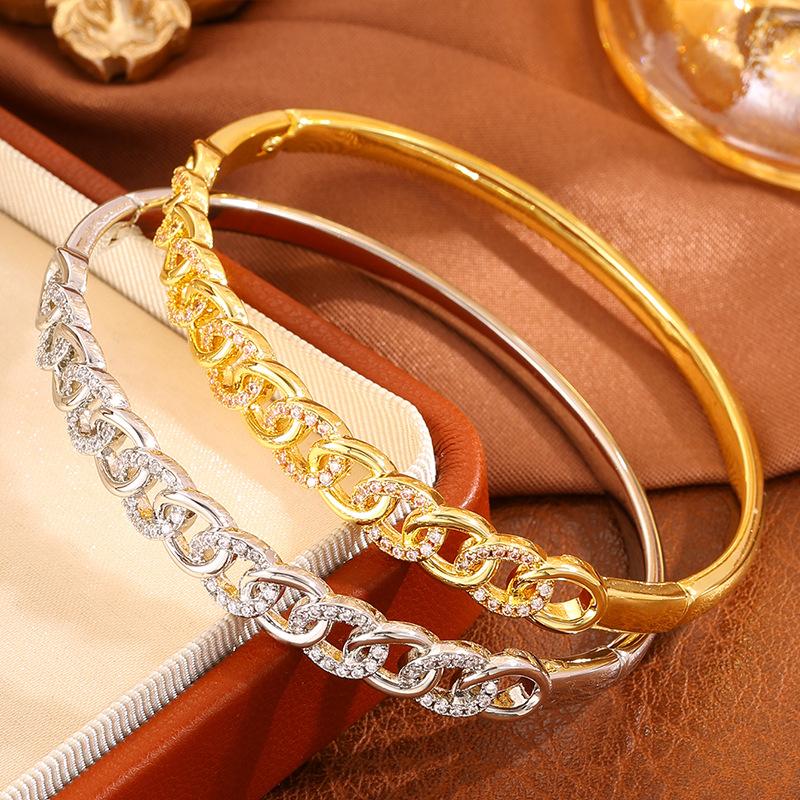 European and American Exquisite Copper Micro-buckle Bracelets with High-end Design Open-ended Bracelets