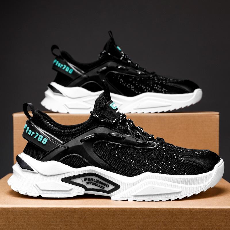 New Men's Shoes Trendy Dad Shoes Flying Woven Mesh Breathable Running Shoes Sports Versatile Casual Shoes Trendy Shoes