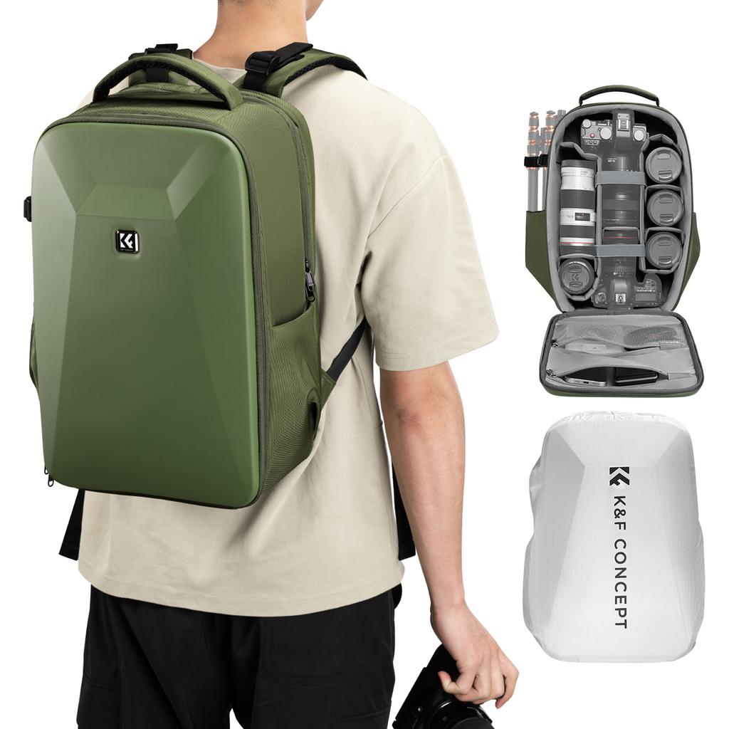 K&F CONCEPT Multifunktionell Kameraryggsäck Hardshell DSLR Kameraväska 22L Stor Kapacitet Kamera