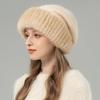 Mink Hair Hat Female Korean Version Winter New Rabbit Hair Blended Knitted Hat Temperament Headband Hat Showing Face Small Fur Hat
