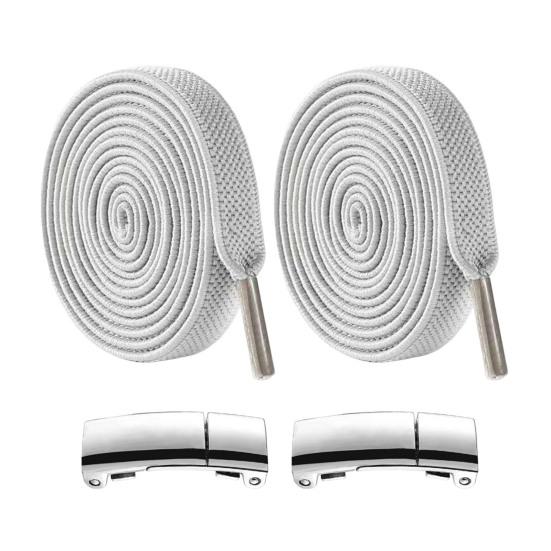 

2Pcs Magnetic Shoelace Metal Buckle with 2 Elastic Shoelaces Lazy Kids Adults Sneakers Sports Shoes No Tie Laces Quick Lock Buckle Shoes Accessories сірий